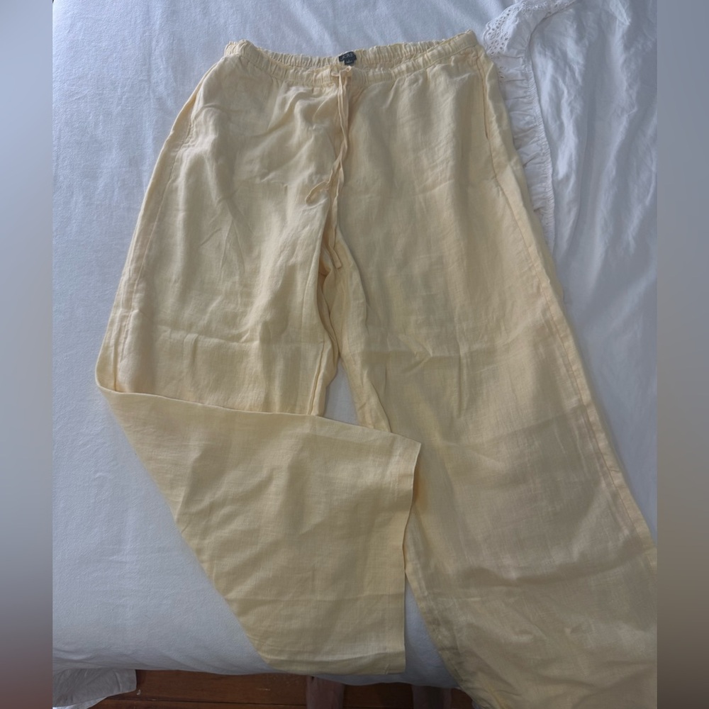 J Crew Butter Yellow Linen Pants